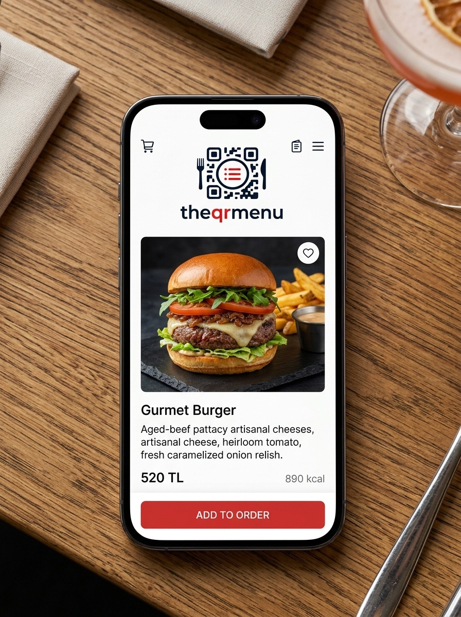 THE QR MENU mobil arayüz görünümü